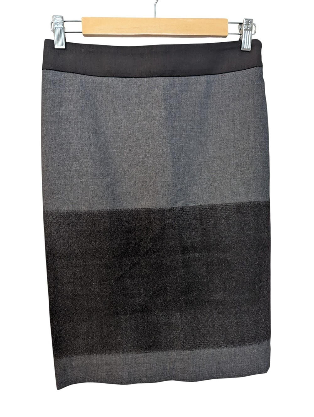 Gunex BRUNELLO CUCINELLI Two-Tone Virgin Wool Gray Pencil Skirt Size 2